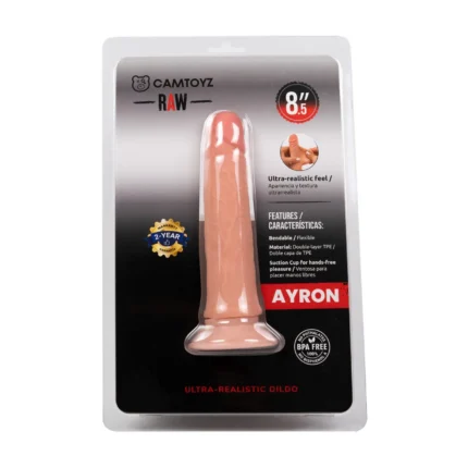 Dildo ultra realista Ayron CamToyz vista lateral con diseño anatómico